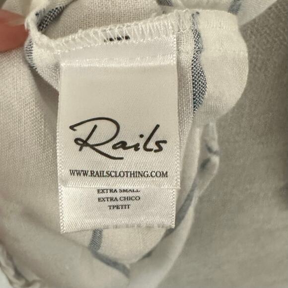 Rails Lily Positano Stripe Linen Tunic Top Size XS White Blue Stripes Flowy - Picture 9 of 11